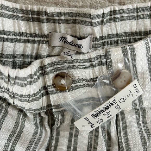 Madewell - Linen-Blend Curved-Hem Shorts in Stripe NWT Size S - Picture 7 of 8